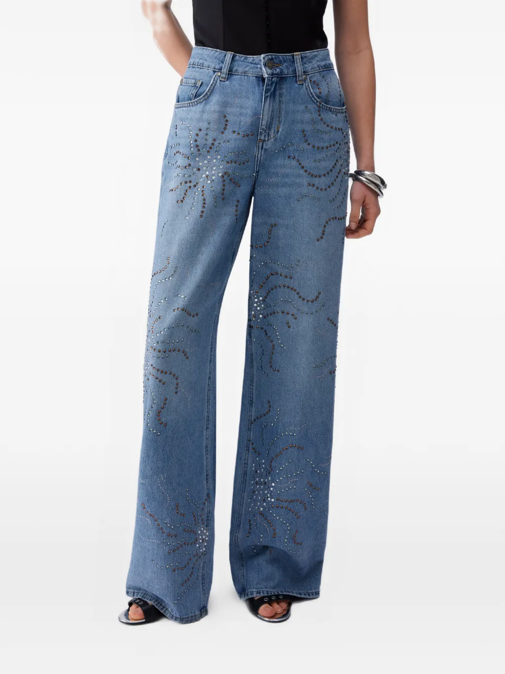 LIU JO Straight jeans met stras Blauw