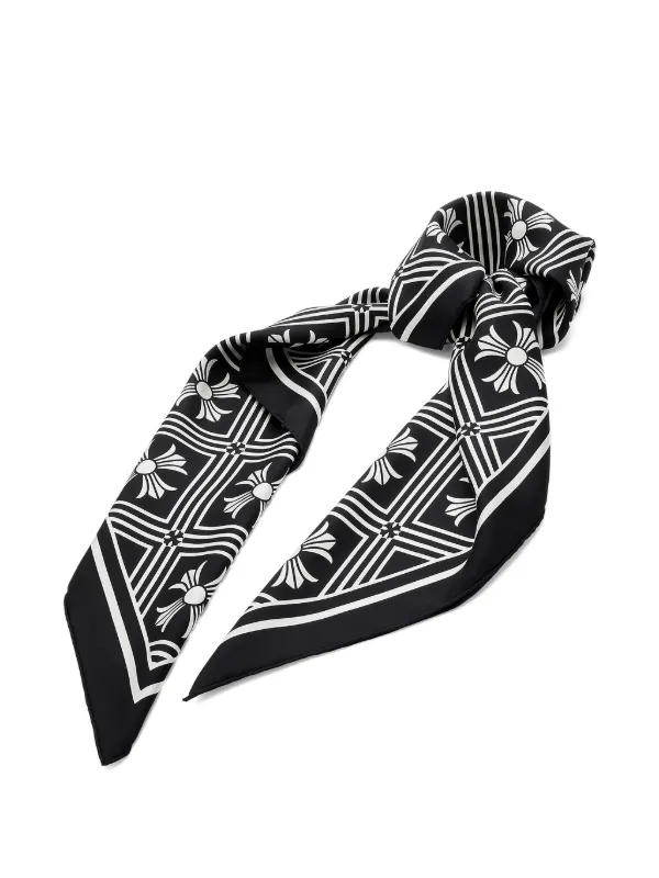 ChromeHearts MathPlus マスプラス シルク スカーフ 白黒 Chrome Hearts Math Plus Scarf | Black | FARFETCH IL