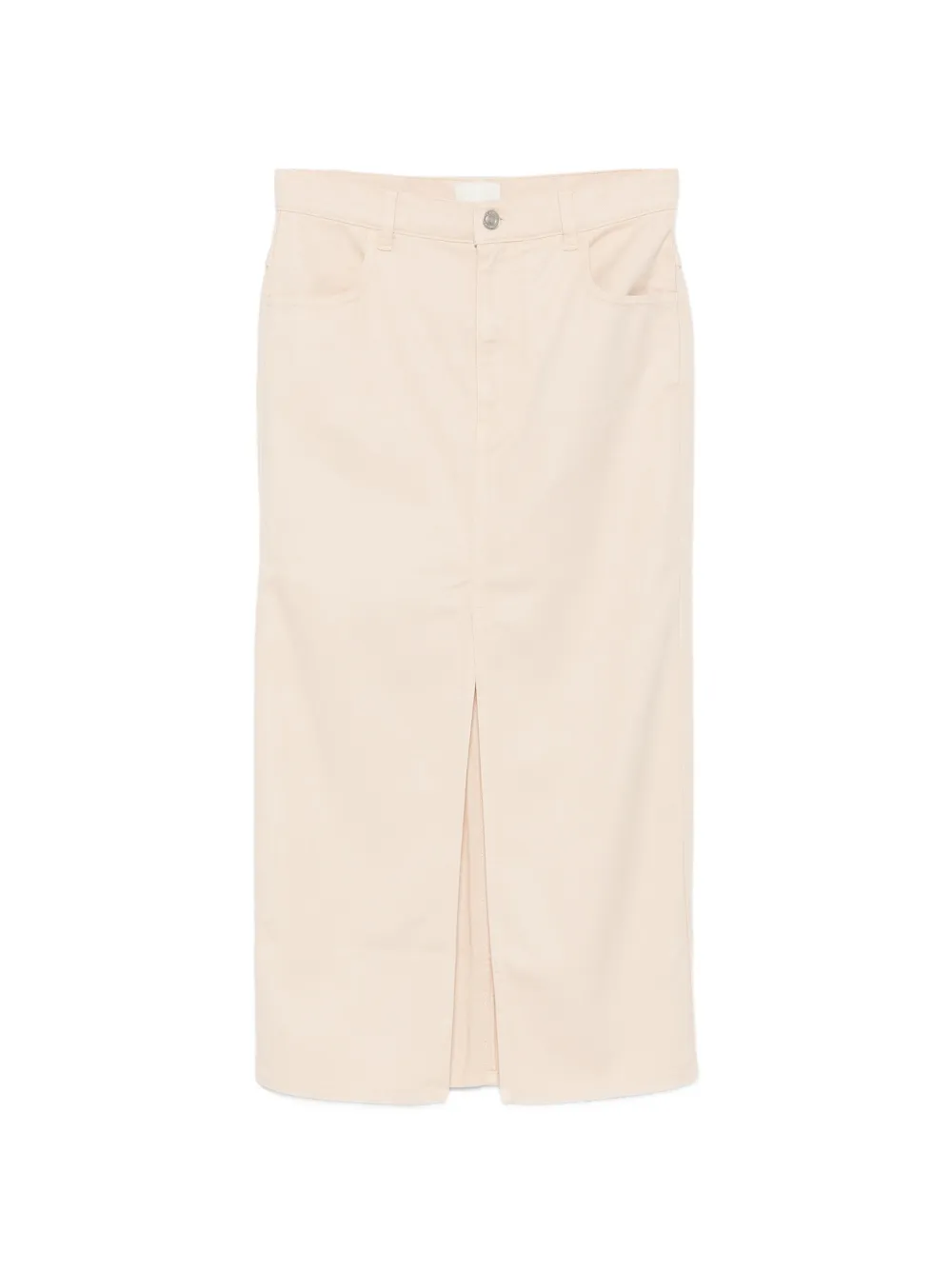 ISABEL MARANT Faharia front-slit logo-patch midi skirt - Nude