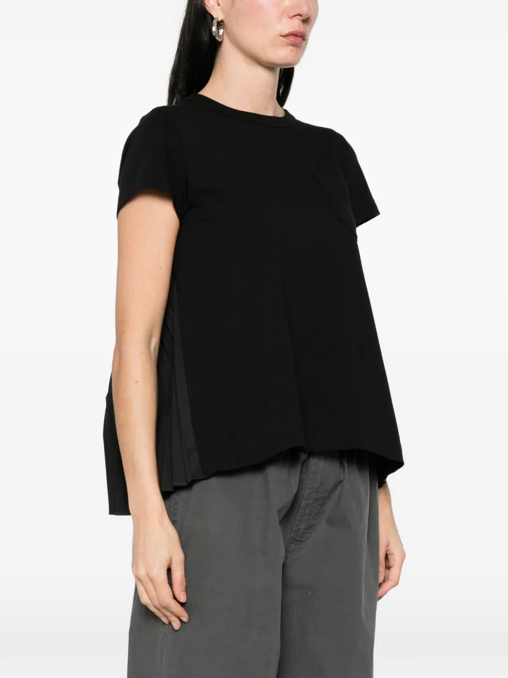 sacai T-shirt met borstzak Zwart