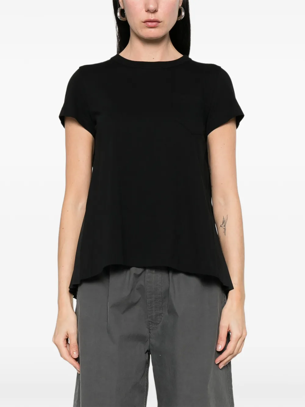 sacai T-shirt met borstzak Zwart