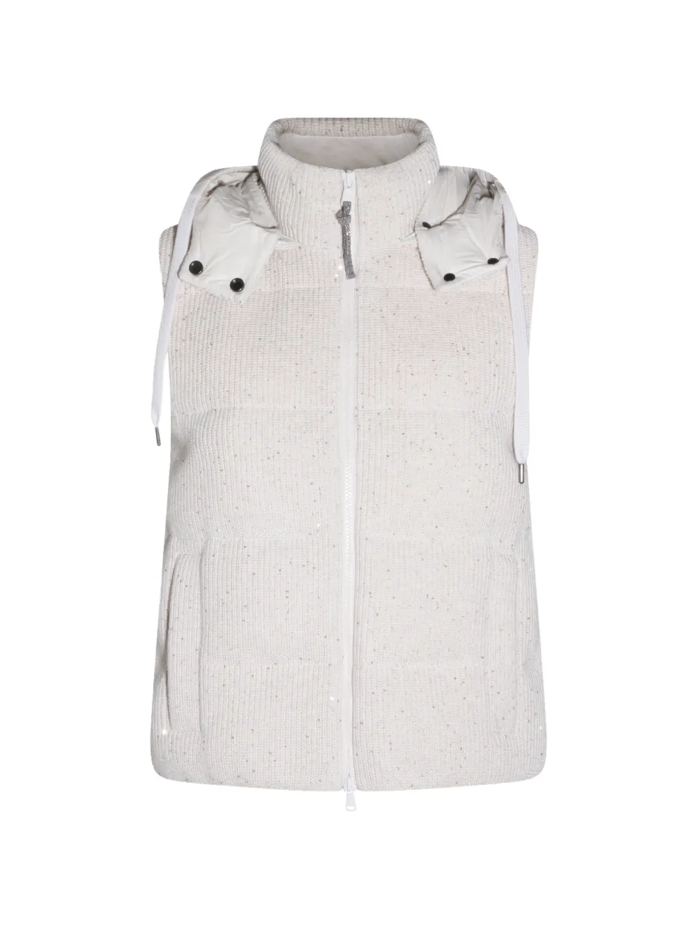 Brunello Cucinelli hooded sequin embellished gilet - Toni neutri