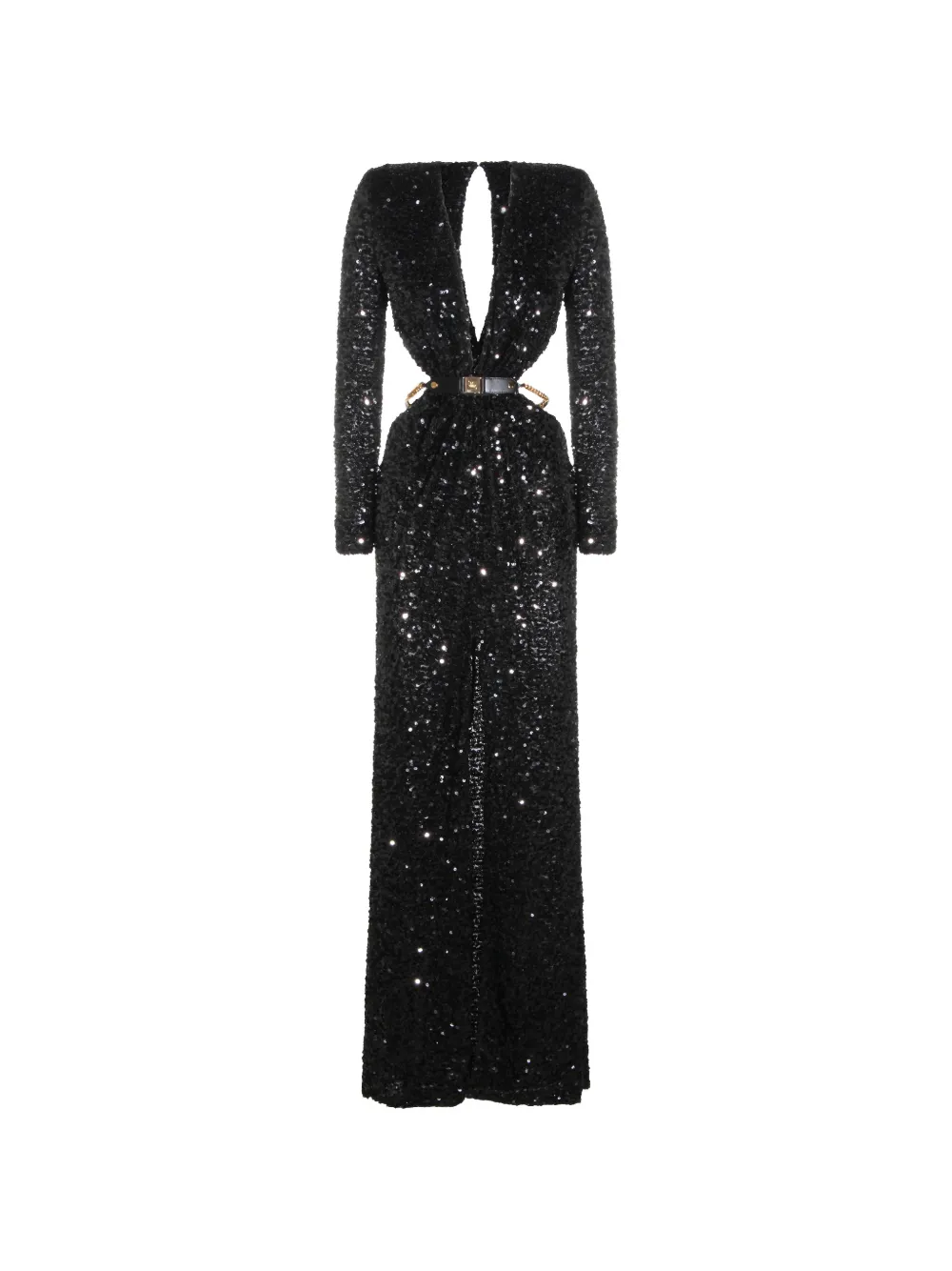 Elisabetta Franchi V-neck belt maxi dresses - Nero