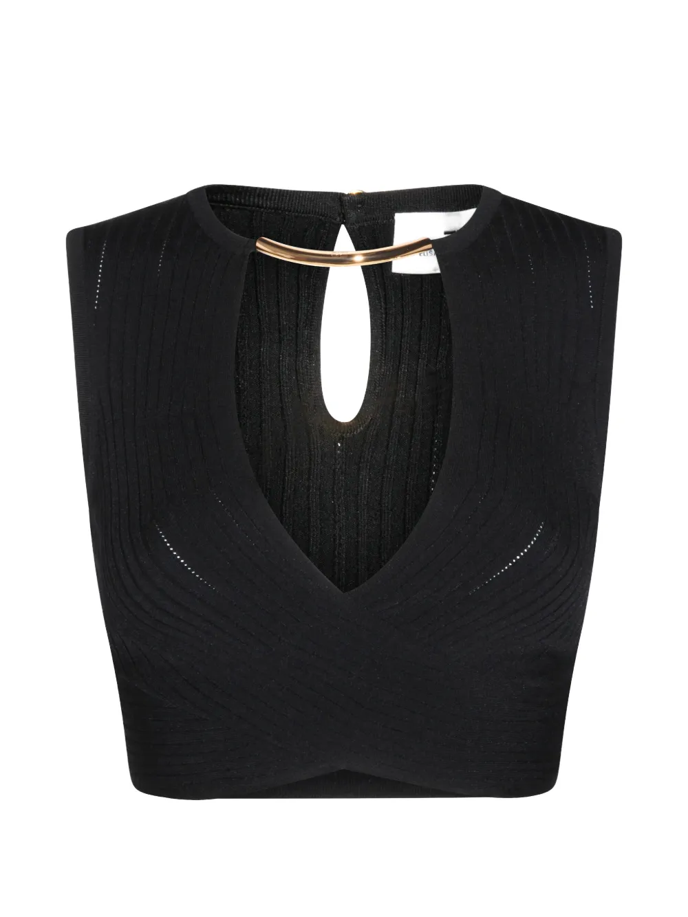 Elisabetta Franchi metal detail keyhole top - Nero