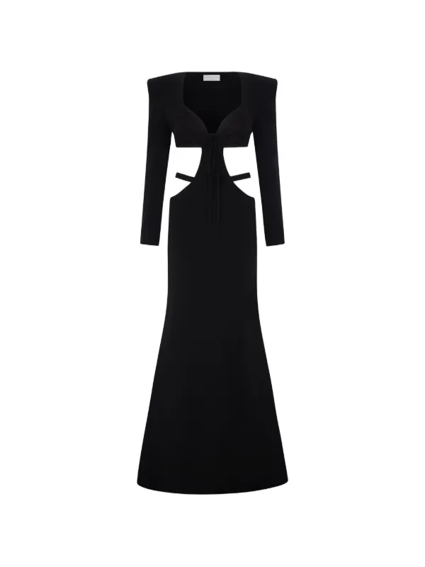 Violante Nessi Bruna Cut-out Embroidered Maxi Dress in Black