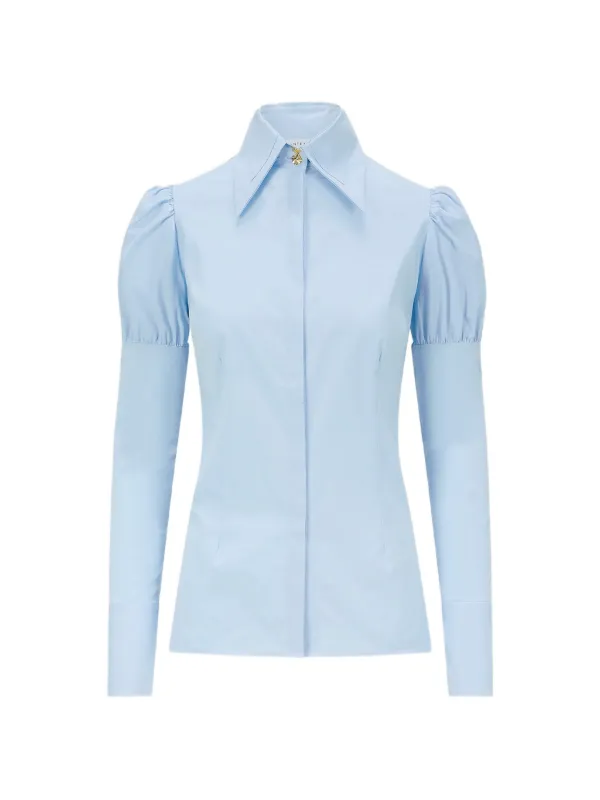 Violante Nessi Koons Sculptural-sleeve Button Shirt in Blue