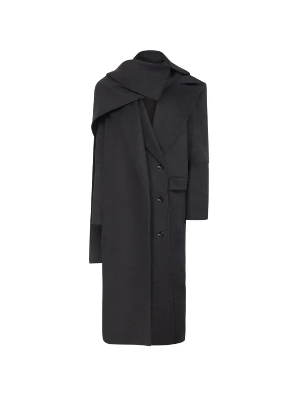Violante Nessi Sloane Double-breasted Scarf Coat in Grey