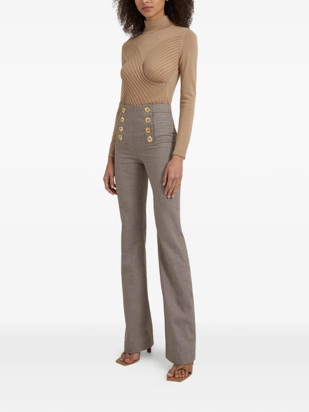 Violante Nessi Roy geribbelde coltrui Beige