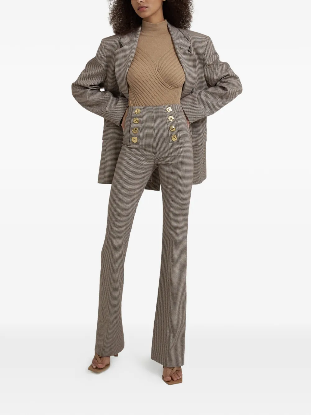 Violante Nessi Roy geribbelde coltrui Beige