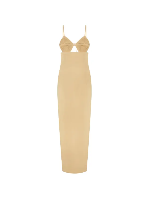 Violante Nessi Rodari Geometric-cup Maxi Dress in Gold
