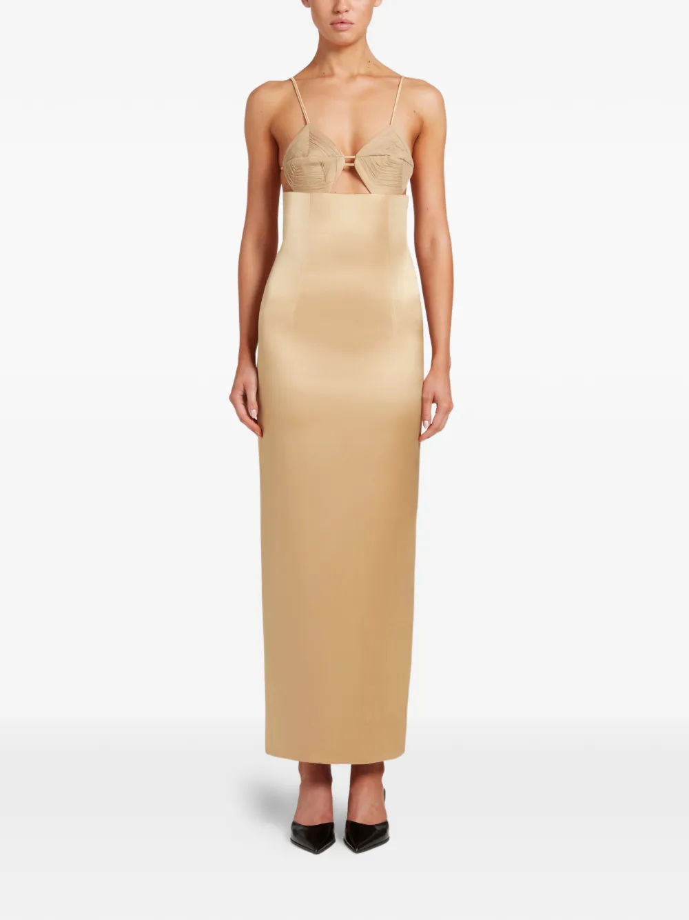Violante Nessi Rodari maxi-jurk met geometrische cups Goud
