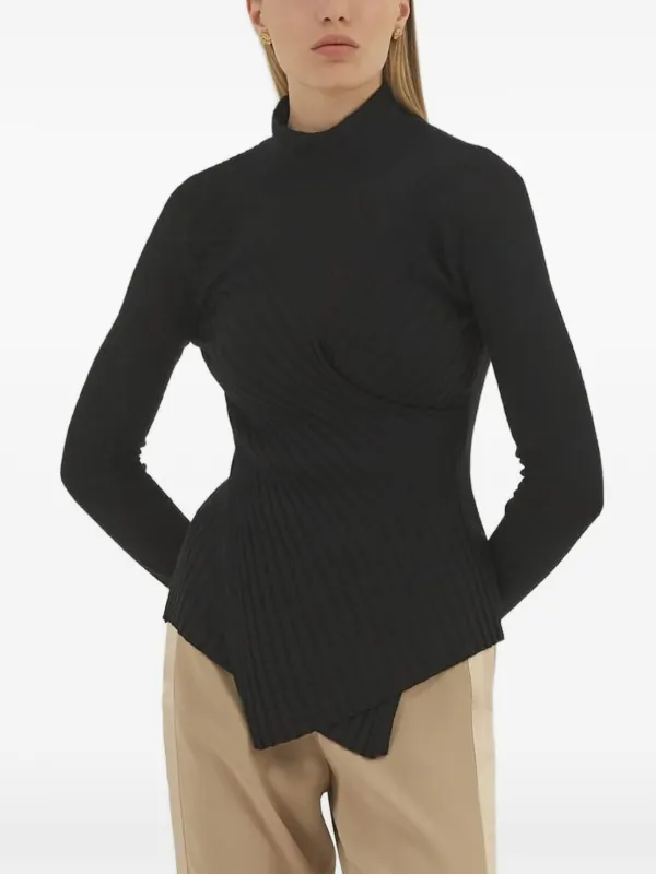 Violante Nessi Roy Ribbed Turtleneck Top in Black