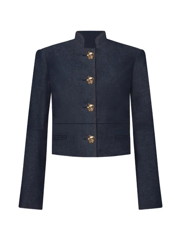 Violante Nessi Vicente Stand Collar Button Jacket in Blue