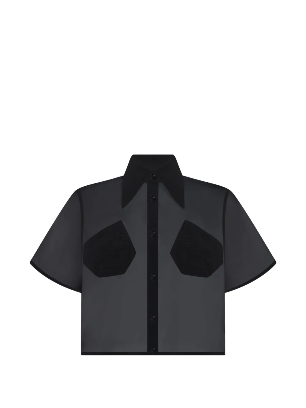Violante Nessi Camicia crop Lea con ricamo - Nero