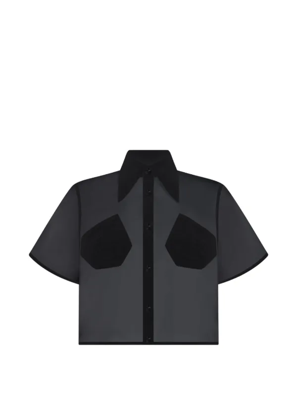 Violante Nessi Lea Embroidered Cropped Shirt in Black