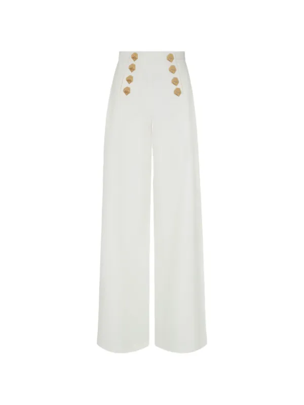Violante Nessi Viotti Button Wide-leg Pallazo Pants in White