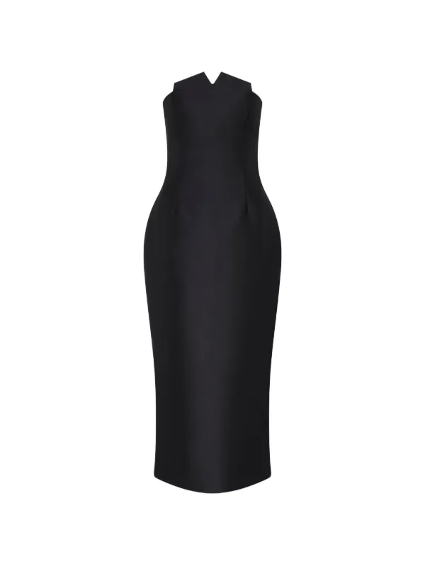 Violante Nessi Monica Strapless Midi Dress in Black