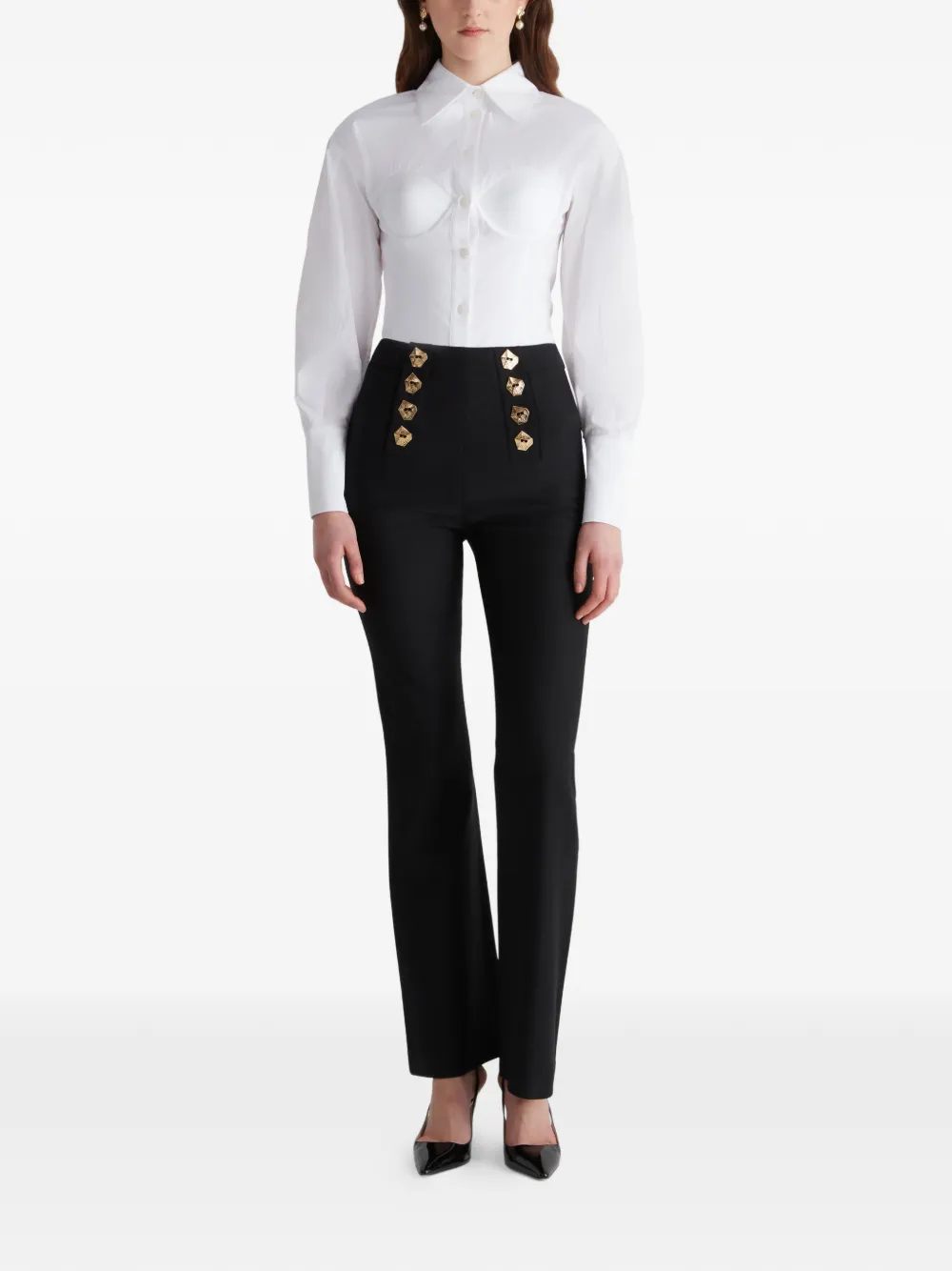Violante Nessi Bellezza blouse met korset en pofmouwen Wit