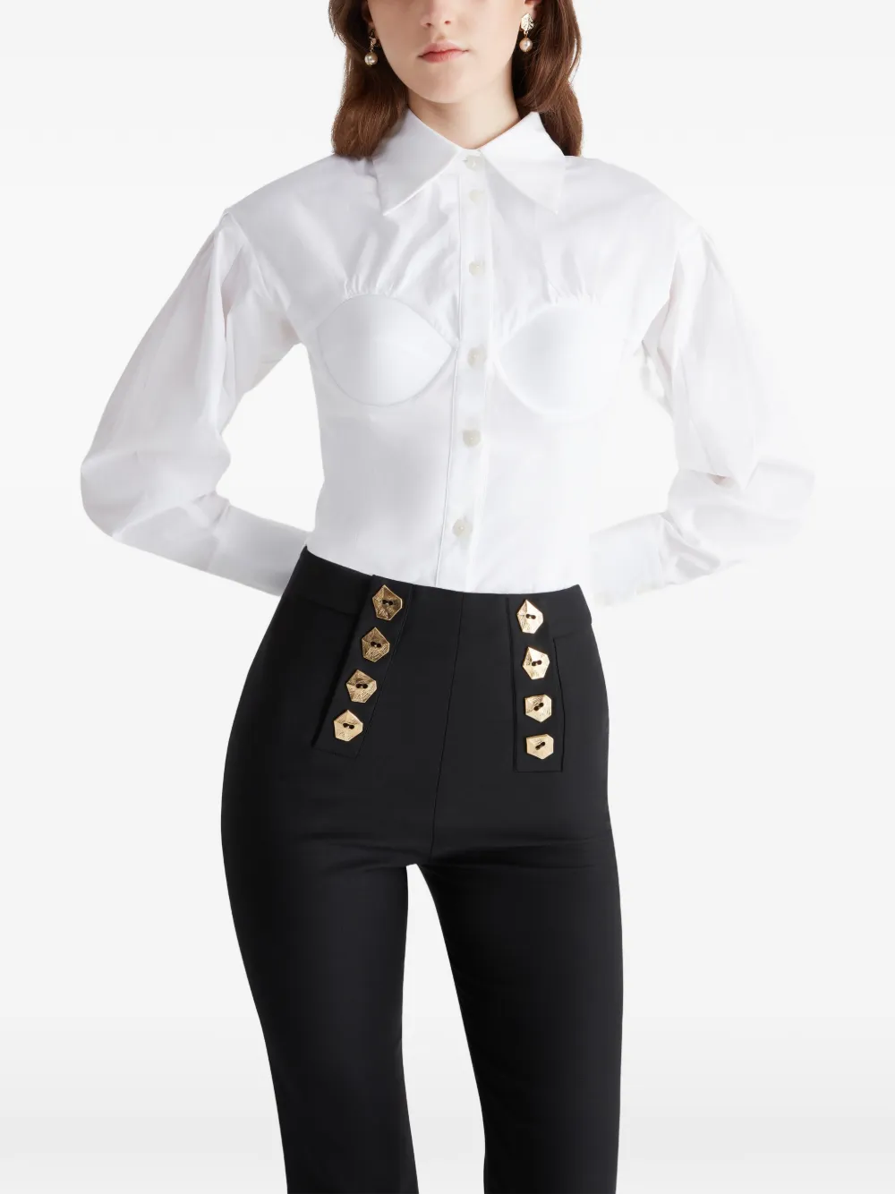 Violante Nessi Bellezza blouse met korset en pofmouwen Wit