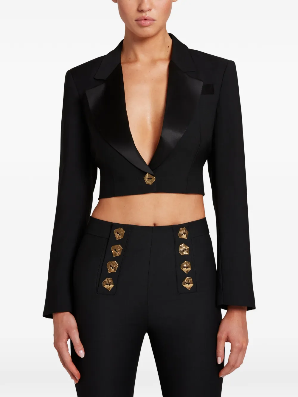 Violante Nessi Cherubini cropped blazer Zwart