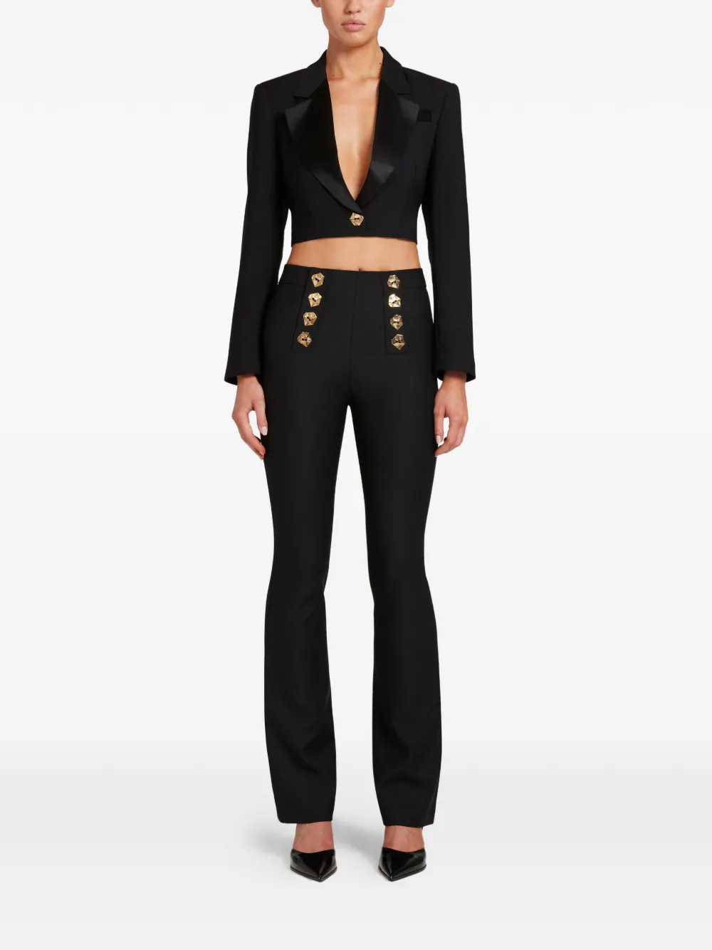 Violante Nessi Cherubini cropped blazer Zwart