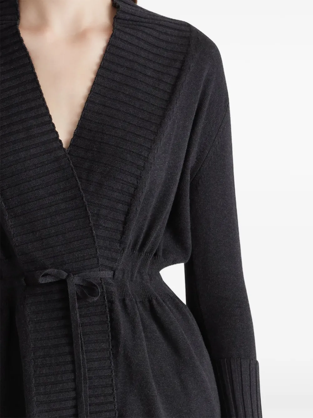Violante Nessi Augusta Belted Knit Cardigan in Grey, view 4