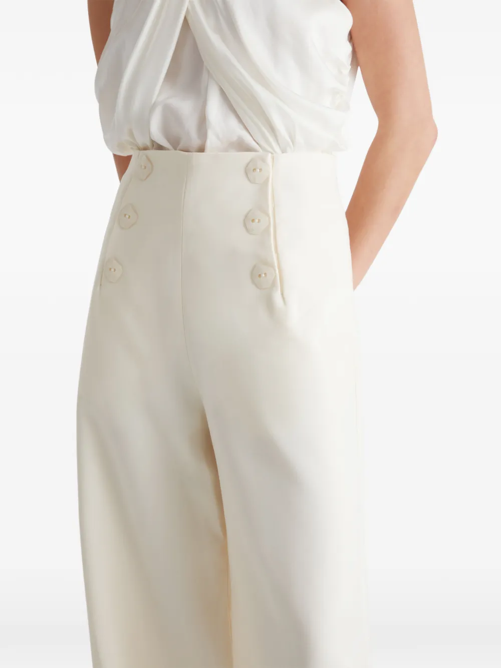 Violante Nessi Tano Wide-leg Button Trousers in Neutrals, view 3