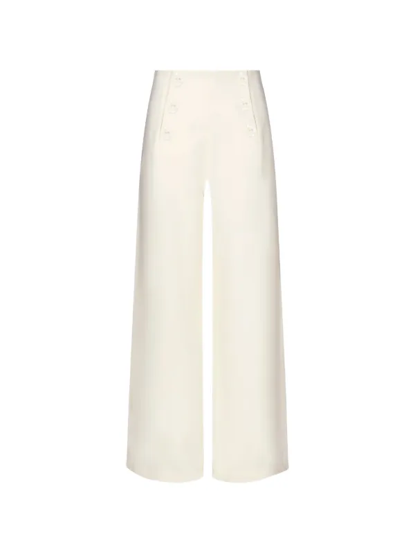 Violante Nessi Tano Wide-leg Button Trousers in Neutrals