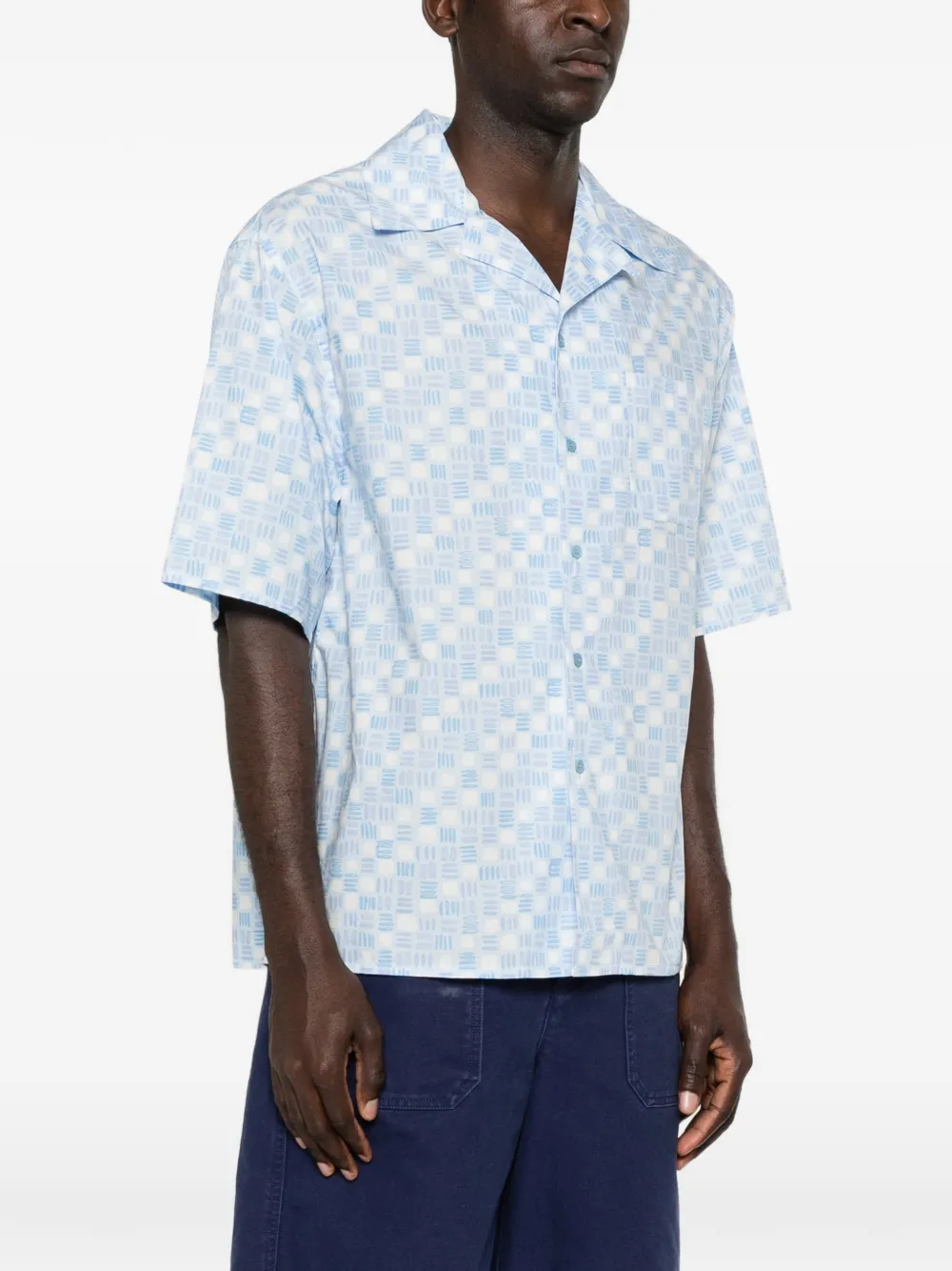 Marni Overhemd met knopen en patroon Blauw
