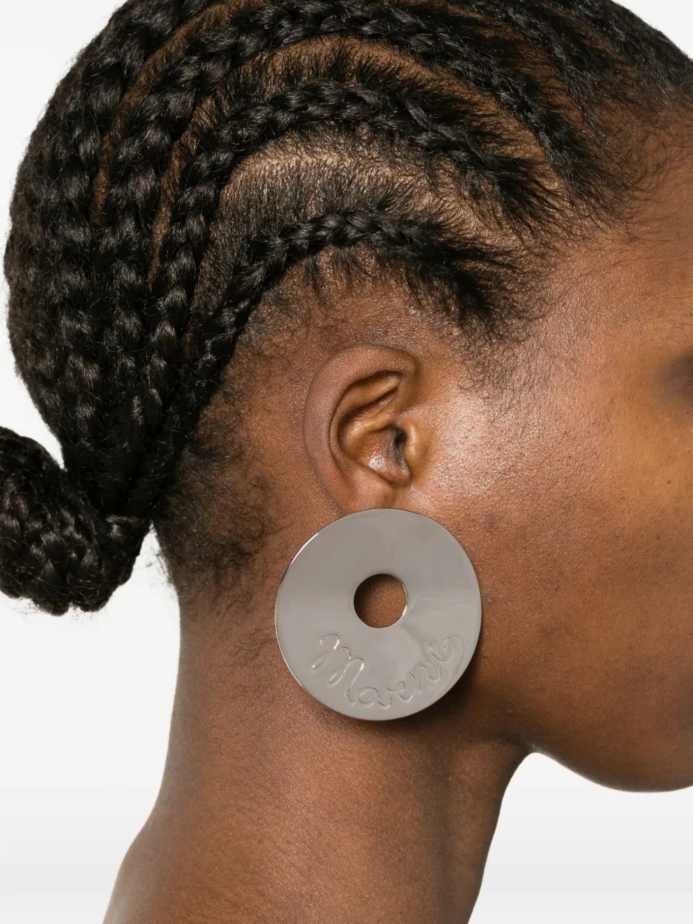  Marni Pendientes Redondos Con Logo - Plateado 
