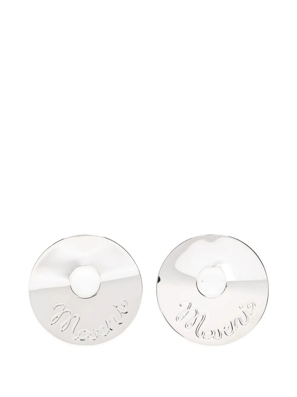 Marni Logo Round Earrings In Silver