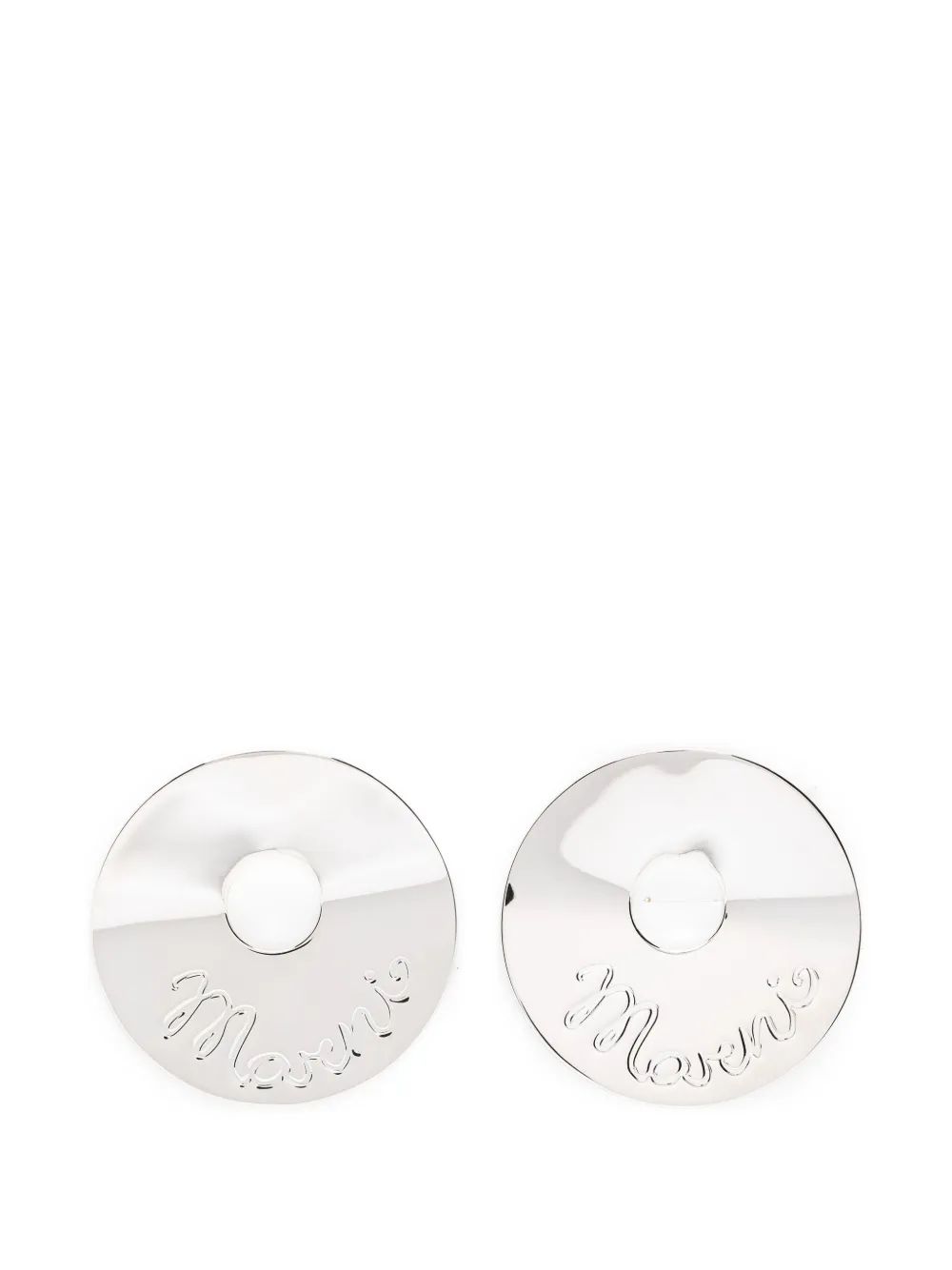 Marni logo round earrings - Silver