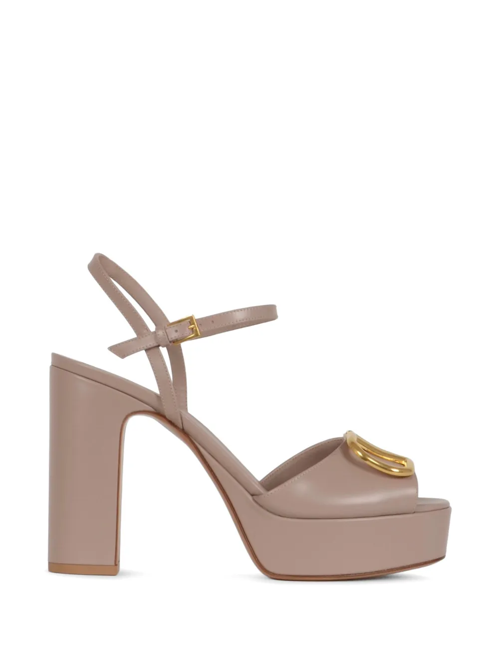Valentino Garavani Leren pumps met plateauzool Beige