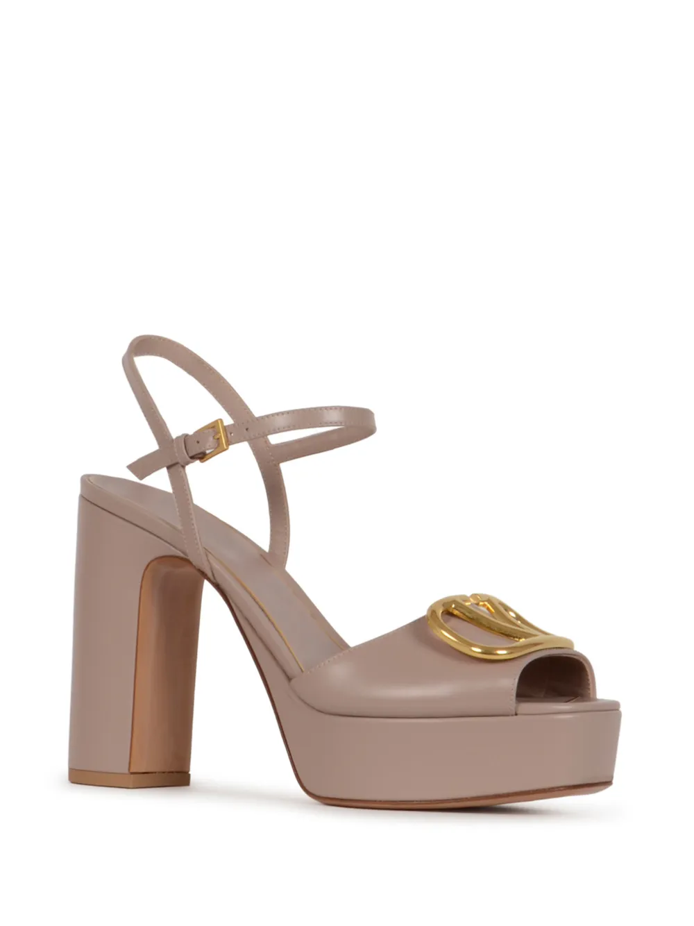 Valentino Garavani Leren pumps met plateauzool Beige
