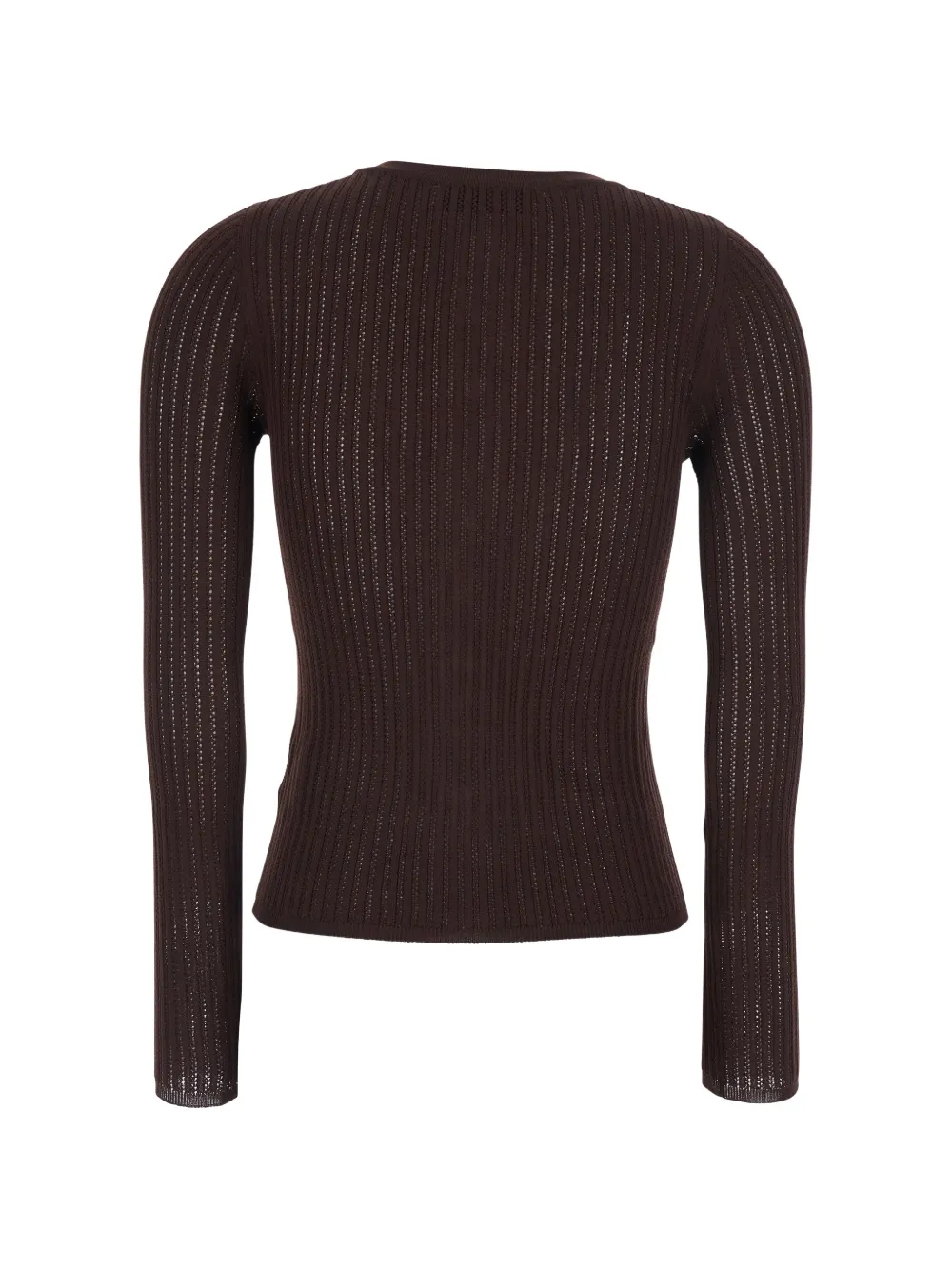 Crew-Neck Ribbed Cardigan