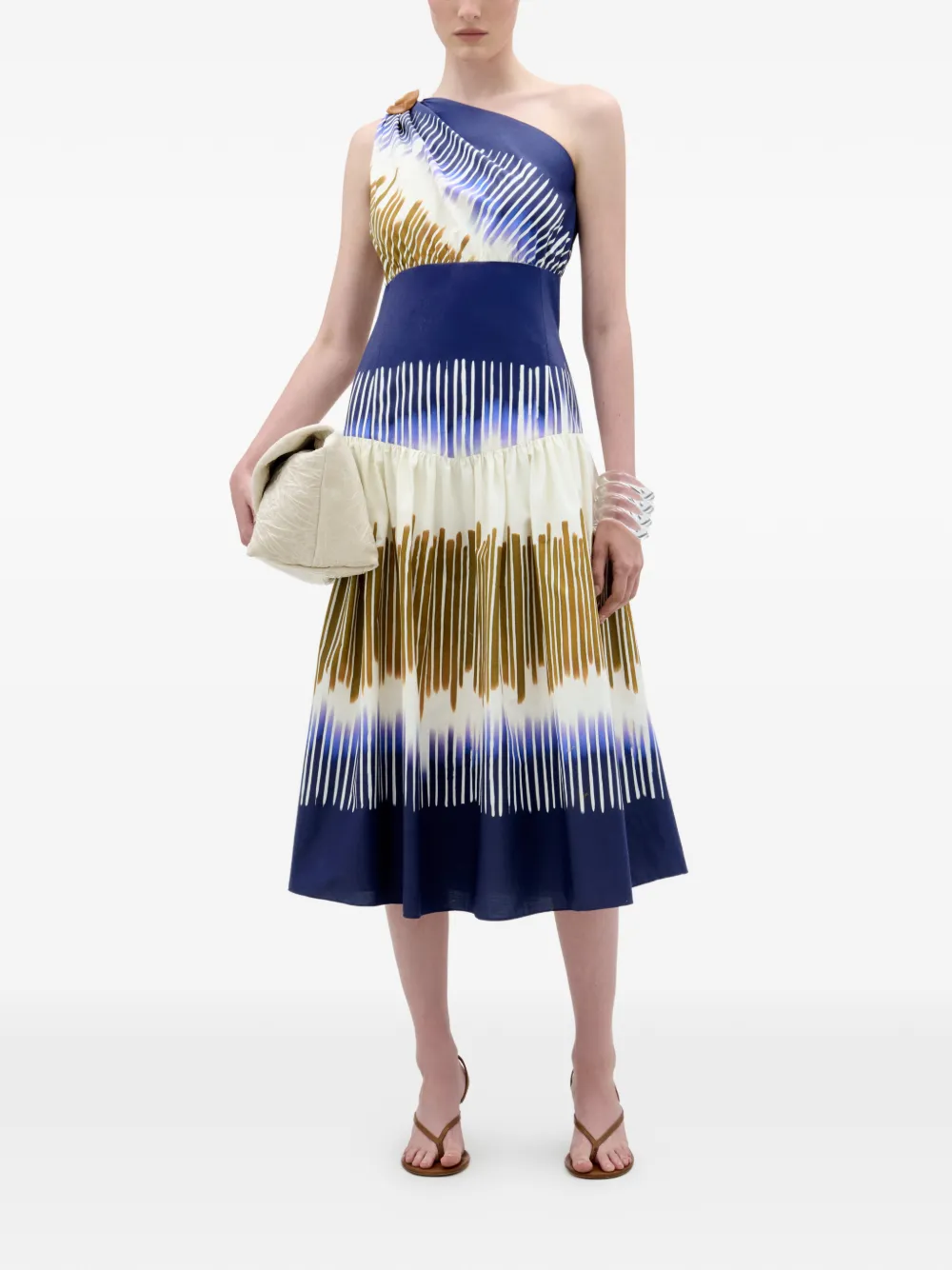 Silvia Tcherassi Catalina asymmetrische midi-jurk met abstracte print Blauw