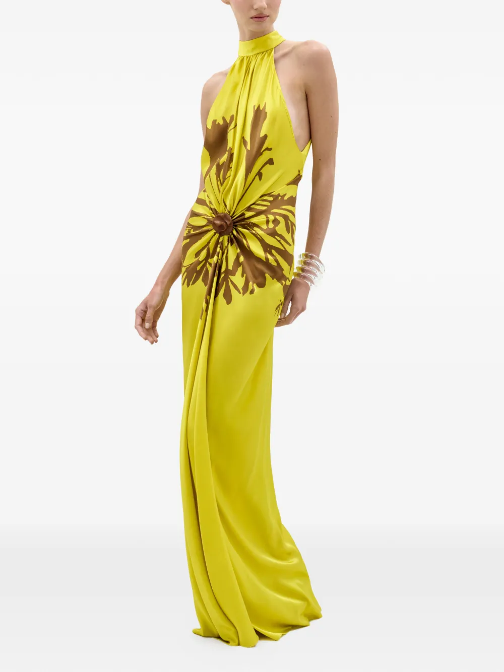  Silvia Tcherassi Koori Halter Printed Maxi Dress - Yellow 