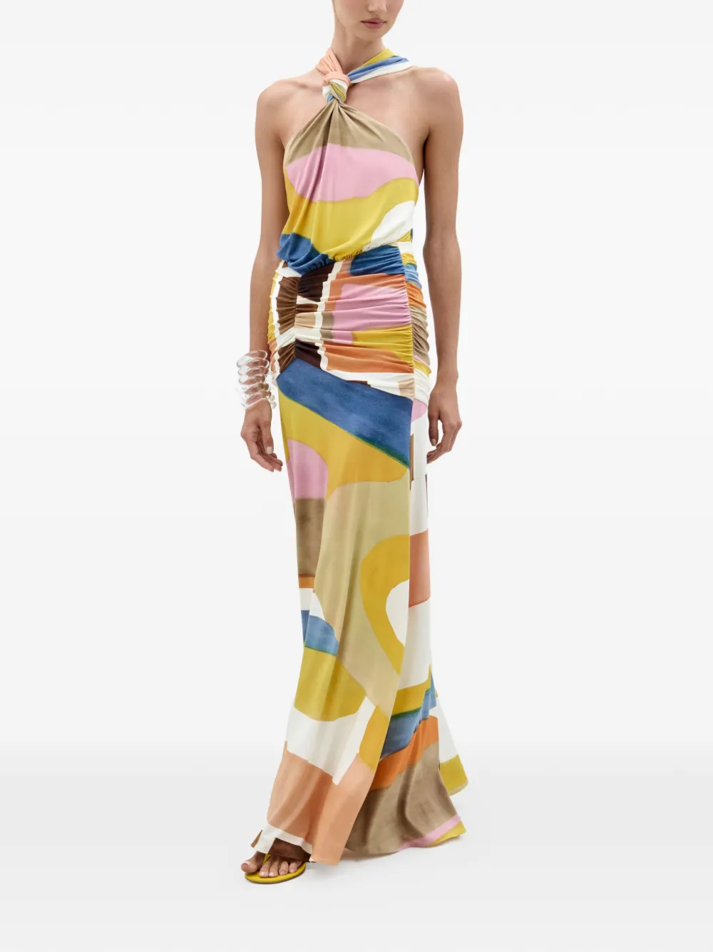  Silvia Tcherassi Jedda Abstract-print Maxi Dress - Yellow 