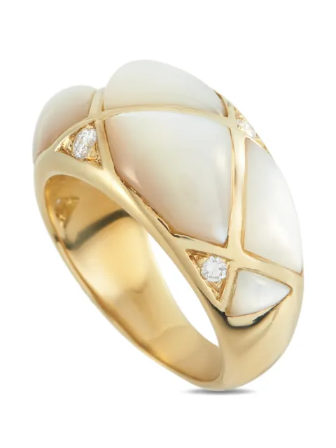 Van Cleef & Arpels Vintage diamond mother pearl quilted ring