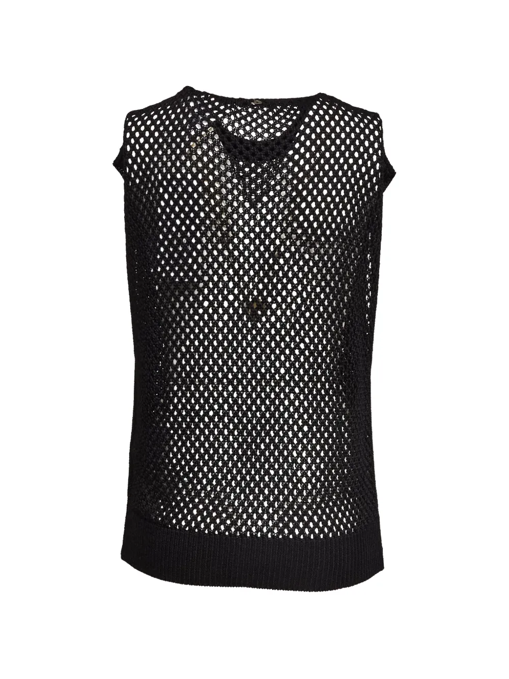  Dondup Round-neck Openwork Gilet - Black 
