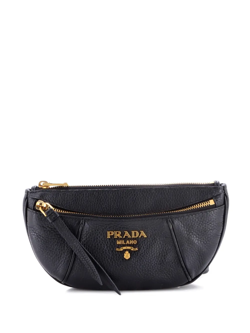 Prada Pre-Owned Front Zip Waist Bag Vitello Daino Small belt bag - Nero