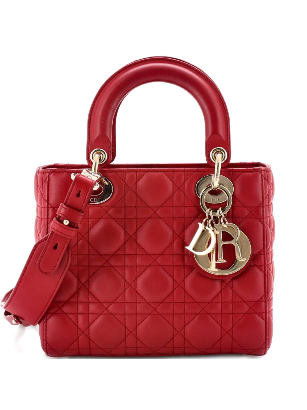 Christian Dior Pre-Owned My ABCDior Lady Dior Bag Cannage Quilt Lambskin crossbody bag - Rosso