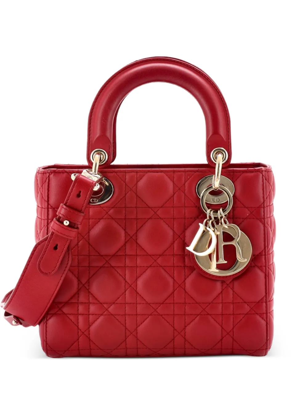 Christian Dior Pre-Owned My ABCDior Lady Dior Bag Cannage Quilt Lambskin crossbody bag - Rosso
