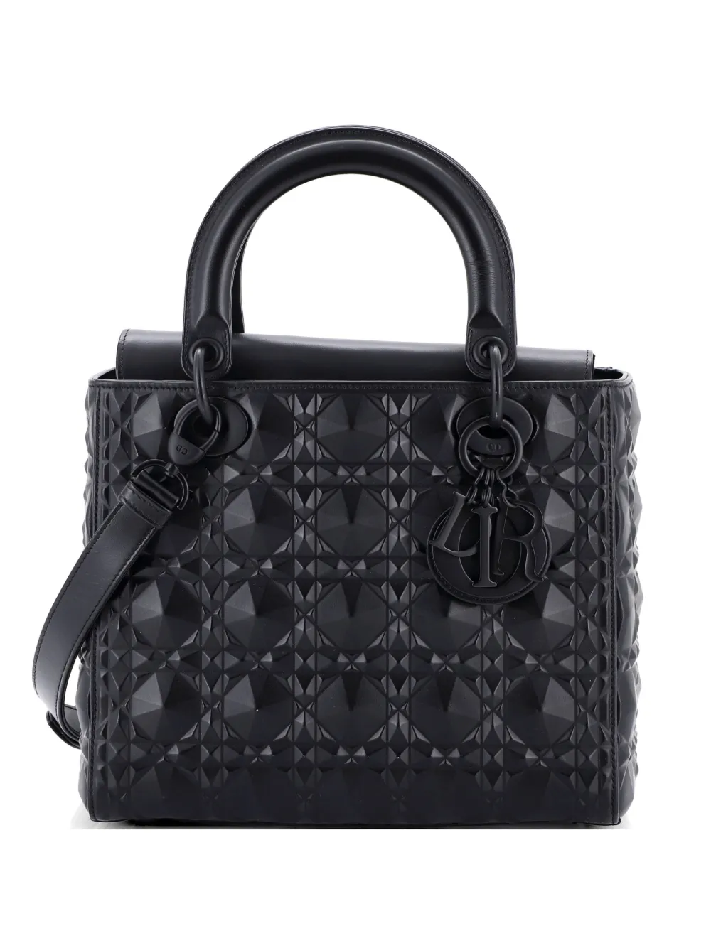 Christian Dior Pre-Owned Borsa a spalla Lady Dior media in pelle di vitello con motivo Cannage - Nero