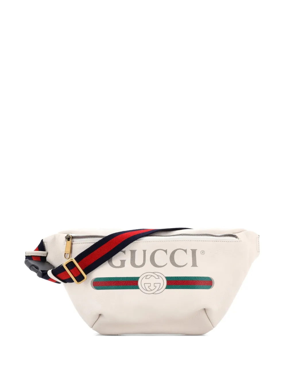 Gucci Pre-Owned Marsupio medio in pelle con stampa logo - Bianco