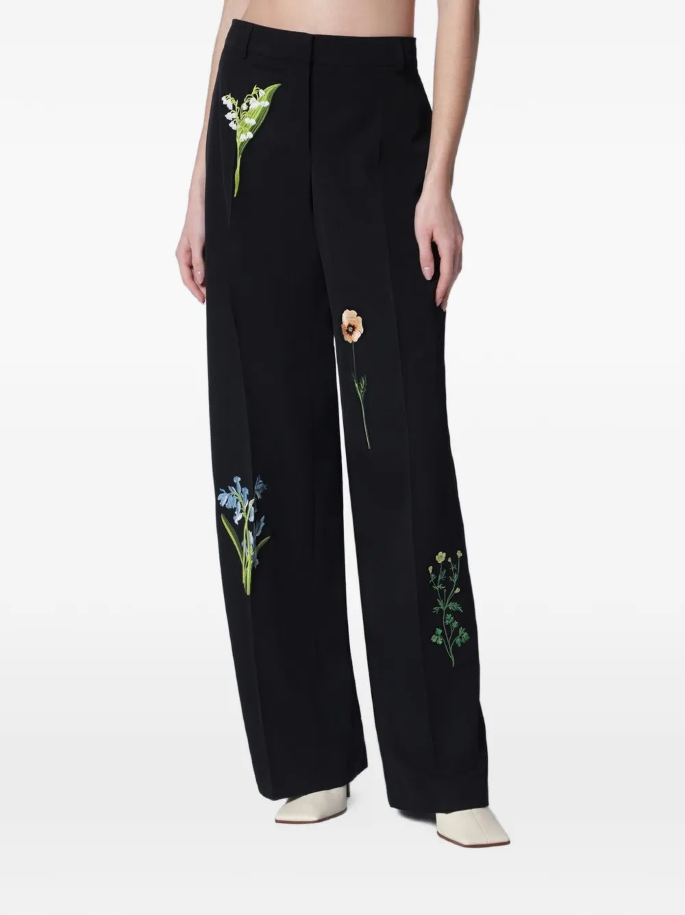 Stella McCartney floral-embroidered trousers - Nero