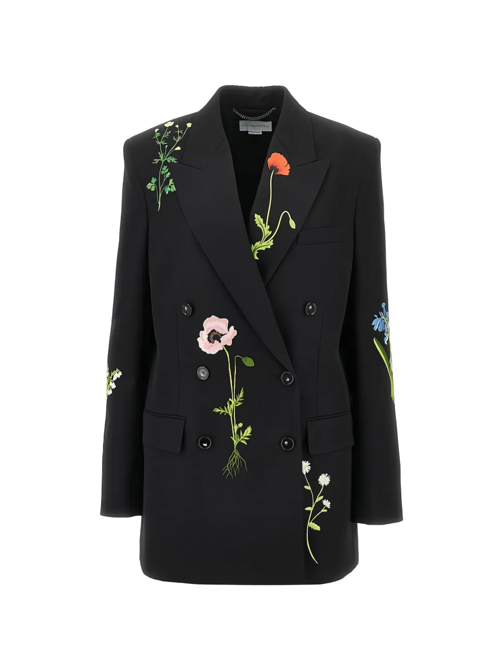 Stella McCartney floral-embroidered double-breasted jacket - Nero