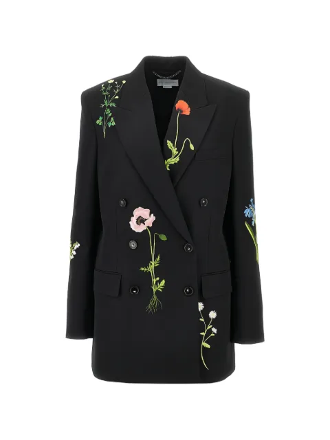 Stella McCartney abrigo con bordado floral y doble botonadura