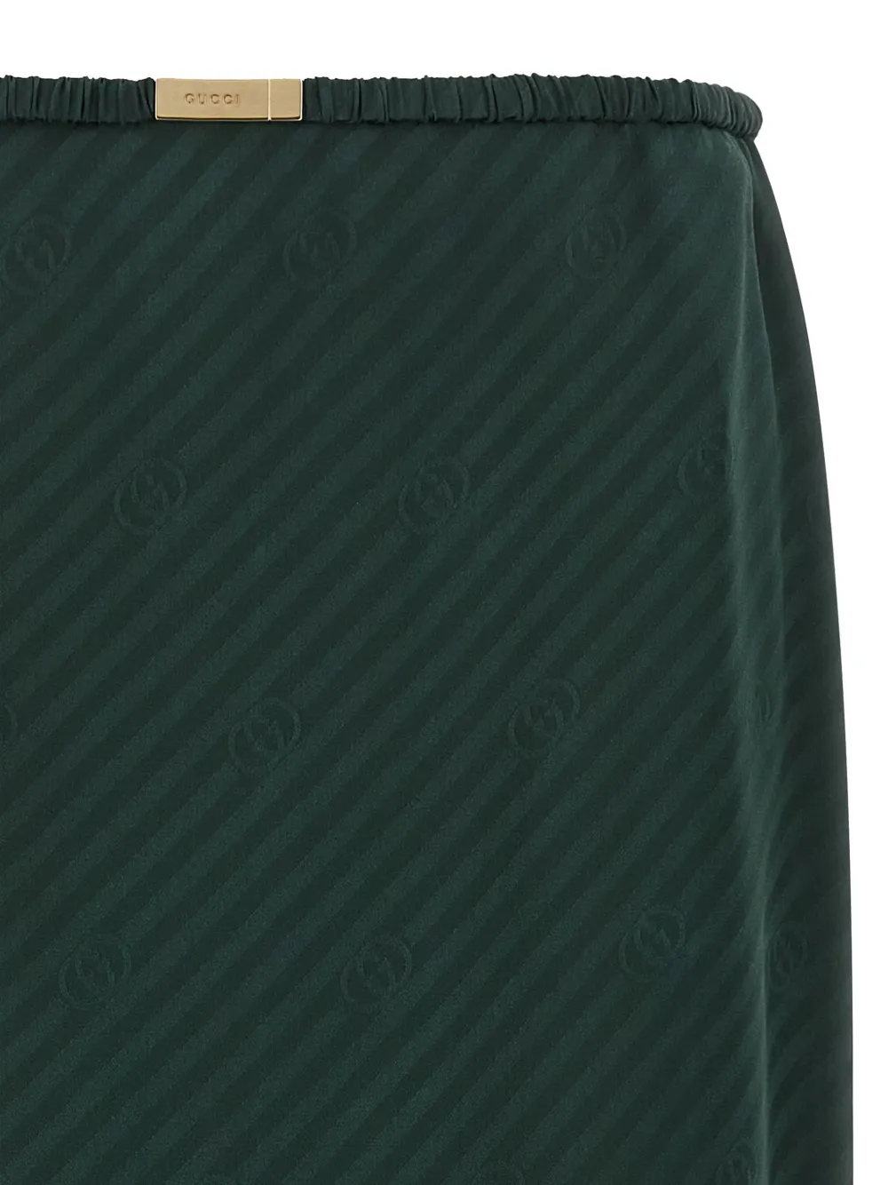  Gucci Logo Knit Silk Skirt - Green 