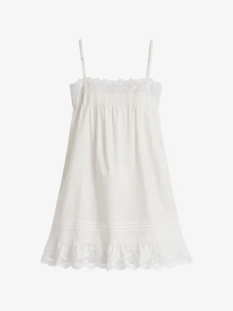 Saint Laurent lace-trim pleated mini dress